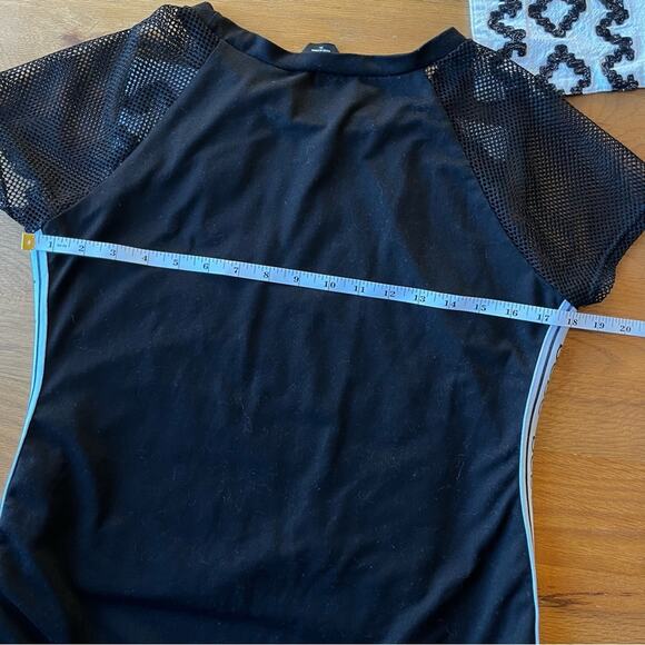 BEBE mesh sleeve sporty bling embellished logo black athletic stripe XL - Picture 8 of 8